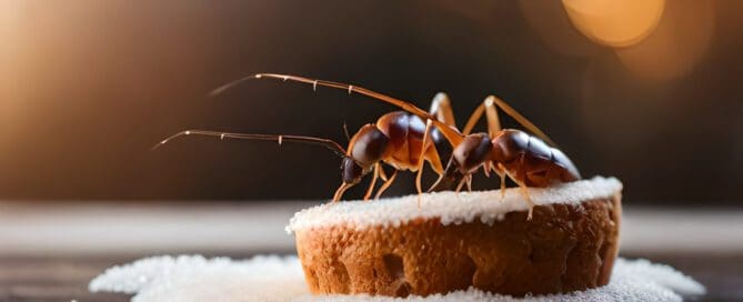 An ant sitting on a pastry