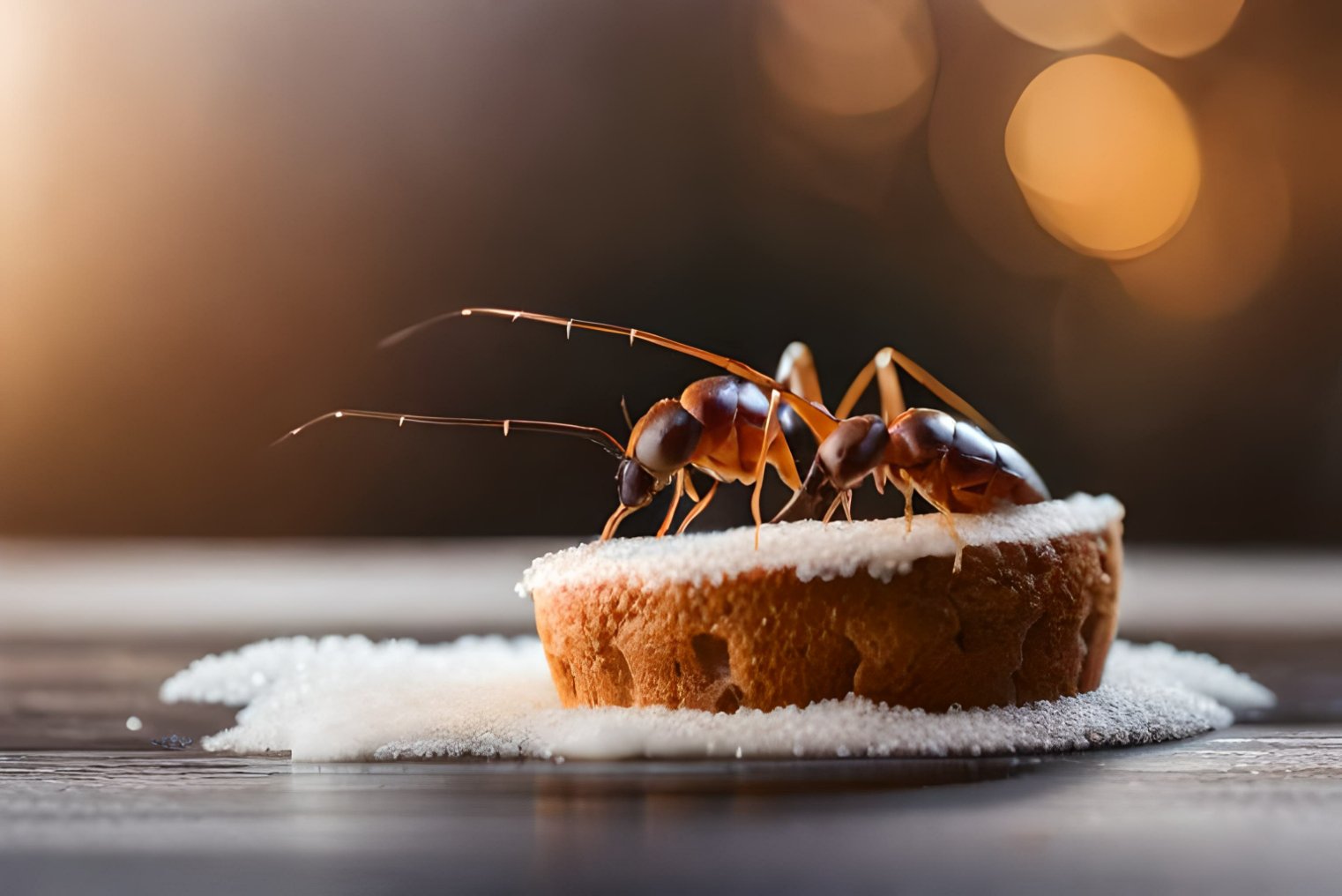 An ant sitting on a pastry